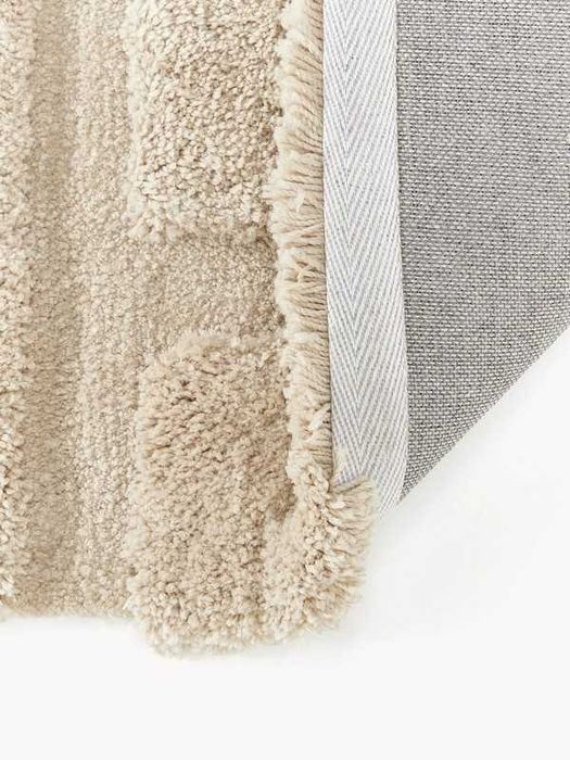 Puszysty chodnik z długim włosiem wypukła struktura Genève beż 80x200