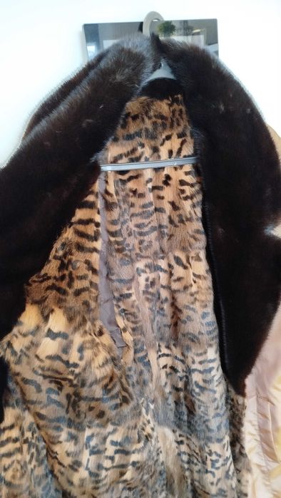 Casaco Senhora em Seda natural com pele de Leopardo e Vison