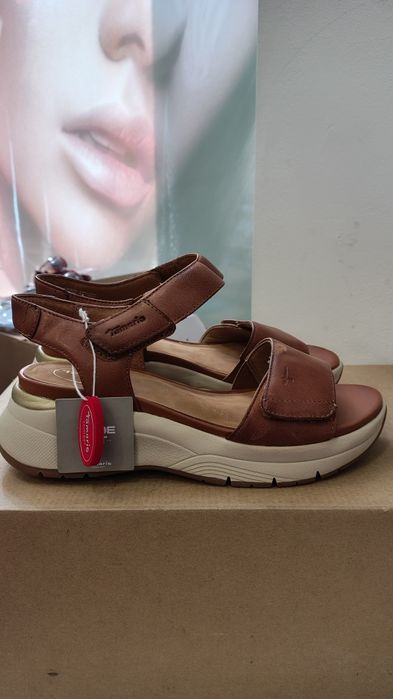 Tamaris Comfort skórzane sandały damskie rozmiar 38