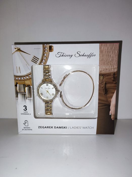 NOWY Zegarek damski + bransoletka Thierry Schaeffer