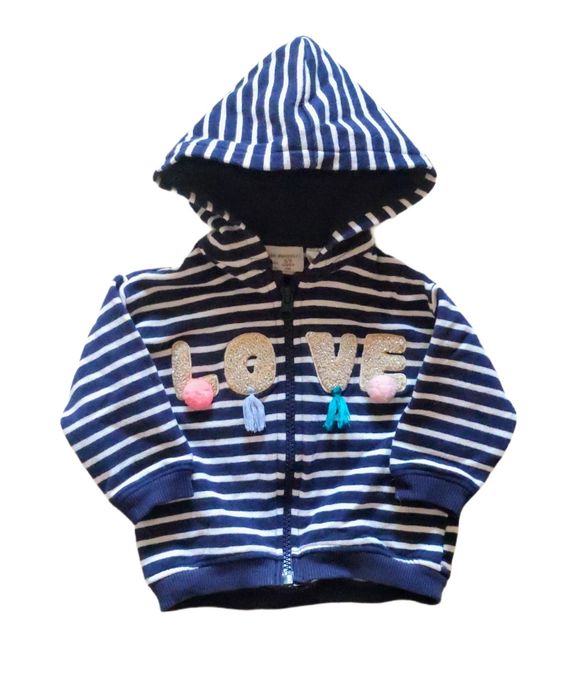 Bluza dziecięca z kapturem w paski – Zara Baby Girl – 68 cm / 3-6 m-cy