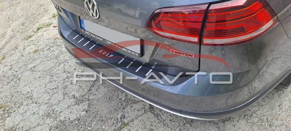 Накладка на бампер VW Golf 7 Combi Універсал Нержавійка + карбон