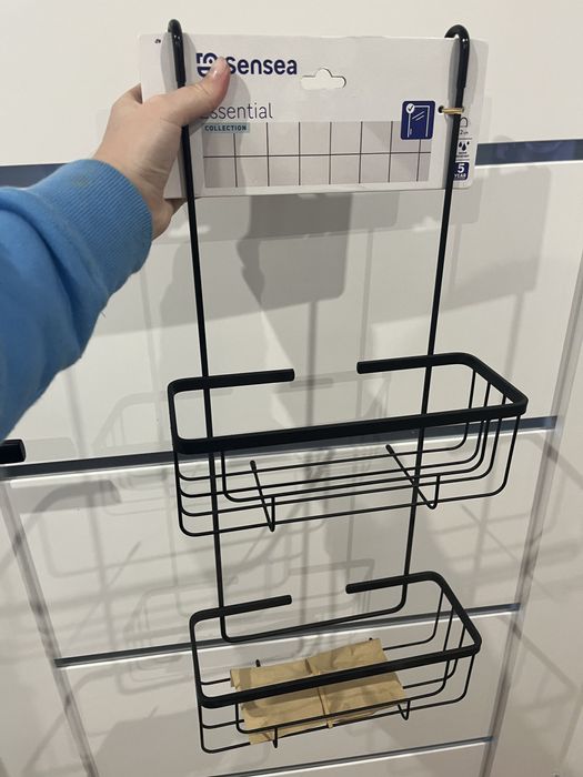 Półka łazienkowa na kabinę 2 poziomy Easential czarna Sensea