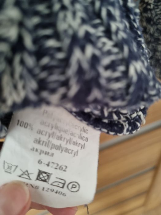 Kardigan sweter bonprix  melanż szary niebieski rozpinany warkocze
