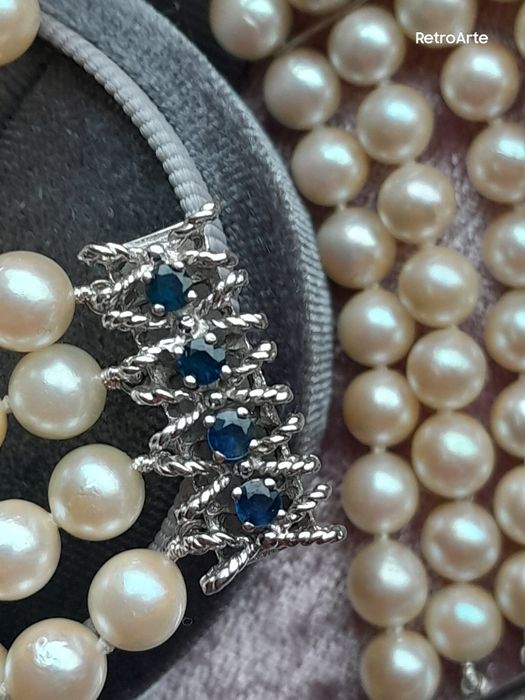 18cm Retro Bransoletka Złoto 585 Szafiry Perły Akoya WYCENA