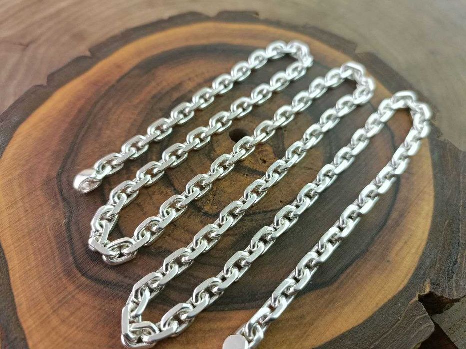 Серебряная Якорная цепочка с гранями. Мужская цепь.Срібний ланцюг Якір