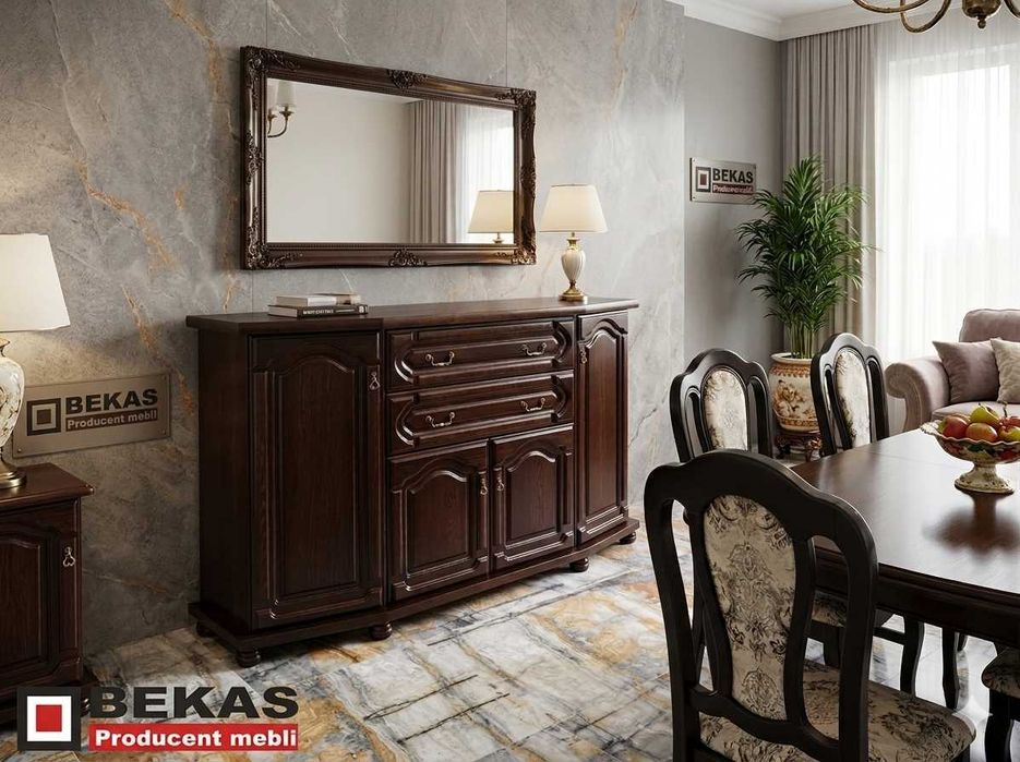 Stylowa Komoda Wysoka (2s-4D) Włoski Orzech Bekas Producent Mebli