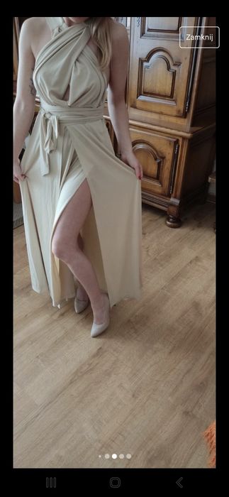 Beżowa wielofunkcyna sukienka