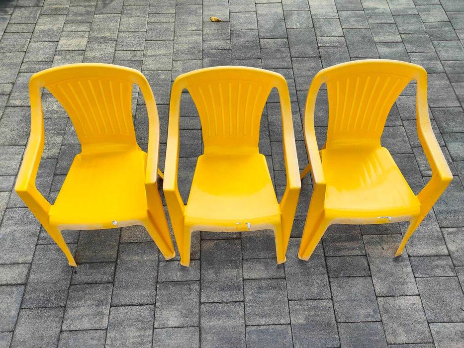 Krzesełka ogrodowe dla dziecka 3 sztuki żółte