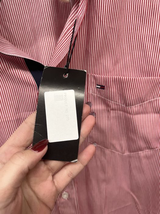 Koszula męska Tommy Hilfiger L bialo czerwona nowa 100% cotton bawelna