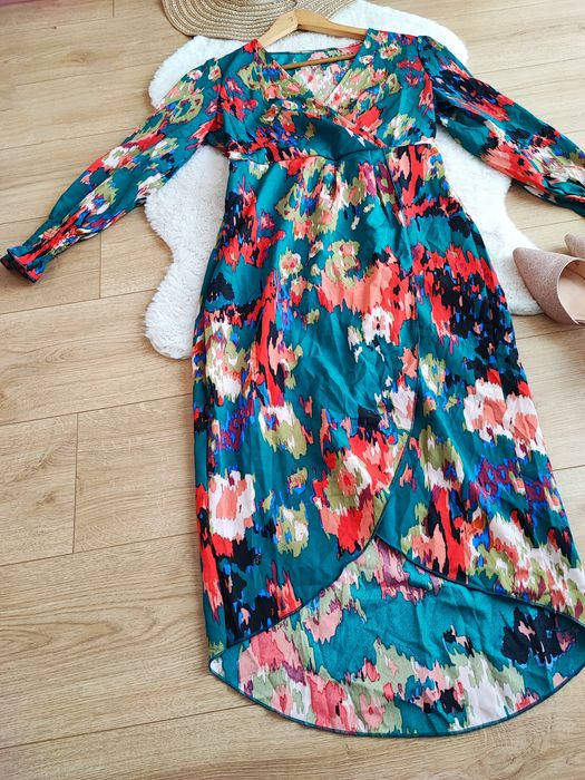 Koszulowa midi sukienka M 38 wesele wieczorowa