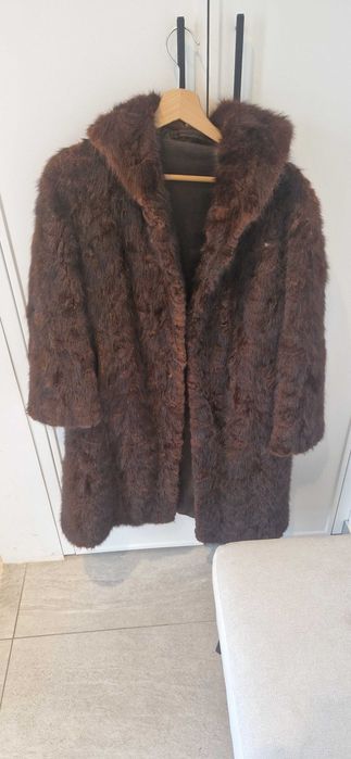 Futro M/L NATURALNE czekoladowe brązowe