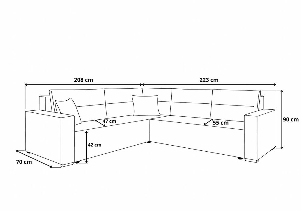 NAROŻNIK z funkcją spania ROGÓWKA rozkładana LUNO pojemnik PRODUCENT
