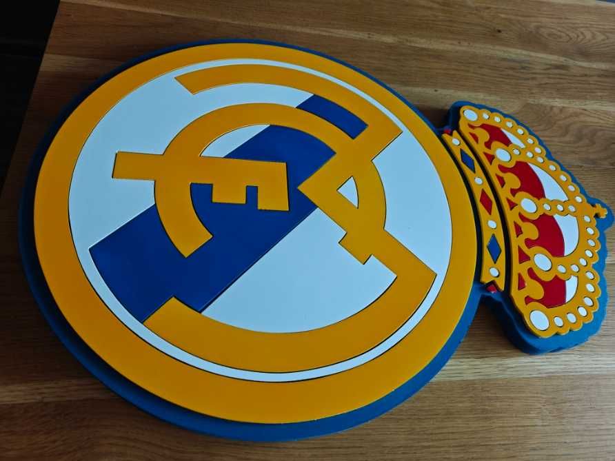 Duże Logo Real Madryt 60 cm - Efekt 3D