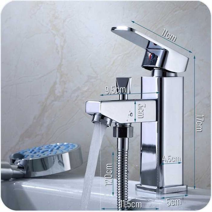 bateria stojąca nablatowa kran do umywalki + zestaw prysznicowy