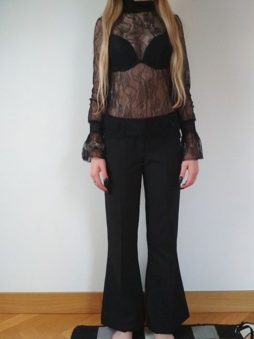 Bluzki czarne S koronka
