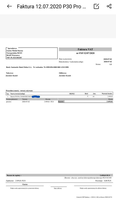 Smartfon Huawei P30 Pro 8 GB / 256 GB 4G (LTE) czarny