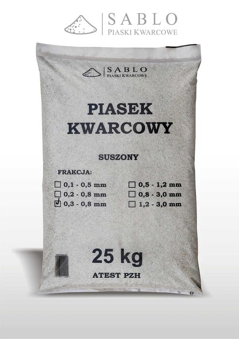 Piasek kwarcowy do piaskowania 0,3 - 0,8 mm Hydropiaskowanie