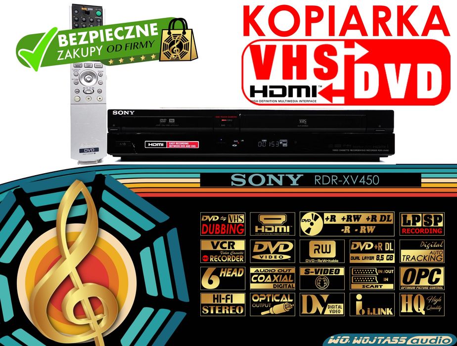 KOPIARKA VHS DVD Sony RDR-XV450 nagrywarka * HDMI * zgraj kasety