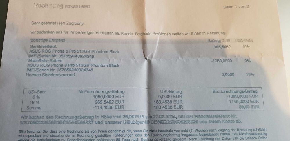 Sprzedam smartfon Asus Rog 8 Pro