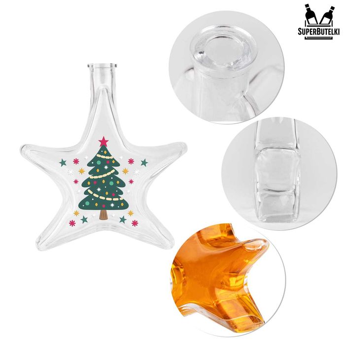 5x Butelki GWIAZDKA 200 ml z korkami na nalewki świąteczne prezenty