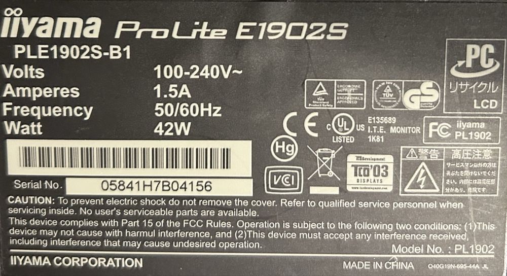 Dwa Monitory firmy iiyama