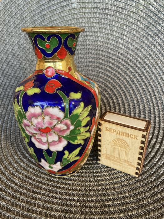 Вазочка/ваза металлическая Клуазоне Винтаж Подарок Сувенир