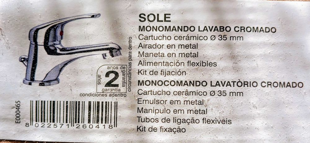 SOLE Monocomando de Lavatório