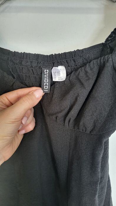 Sukienka mała czarna H&M Xxs divided damska dziewczęca bufiaste rękawy
