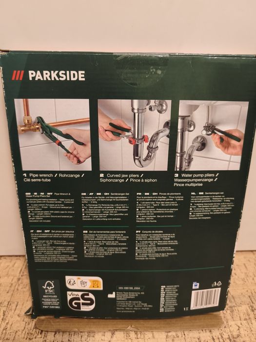Набір  сантехнічного інструменту від бренду Parkside, трубний ключ, кліщі, переставні кліщі