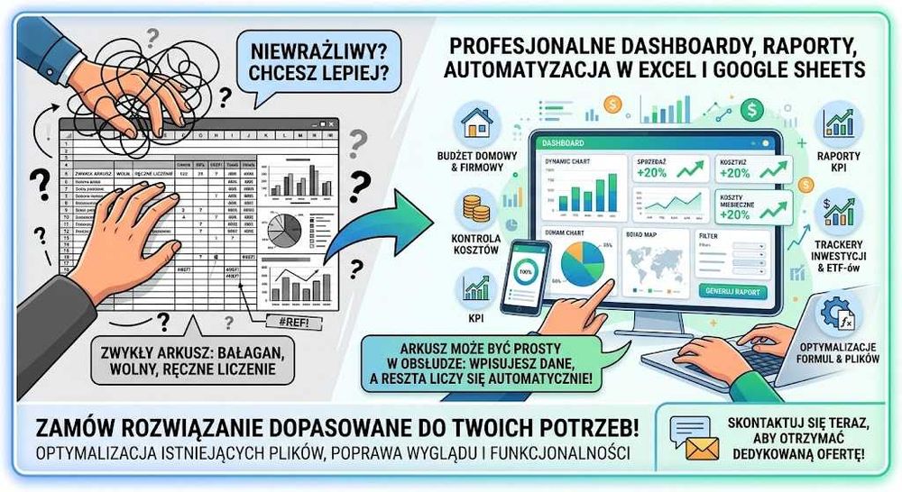 EXCEL | Automatyczne Dashboardy | Raporty | VBA | Formuły | Analiza Danych
