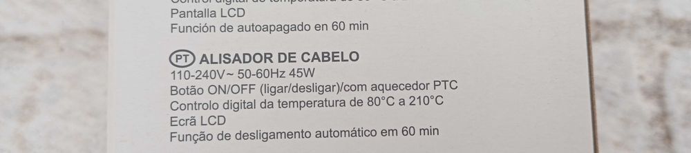 Alisador/Prancha de cabelo