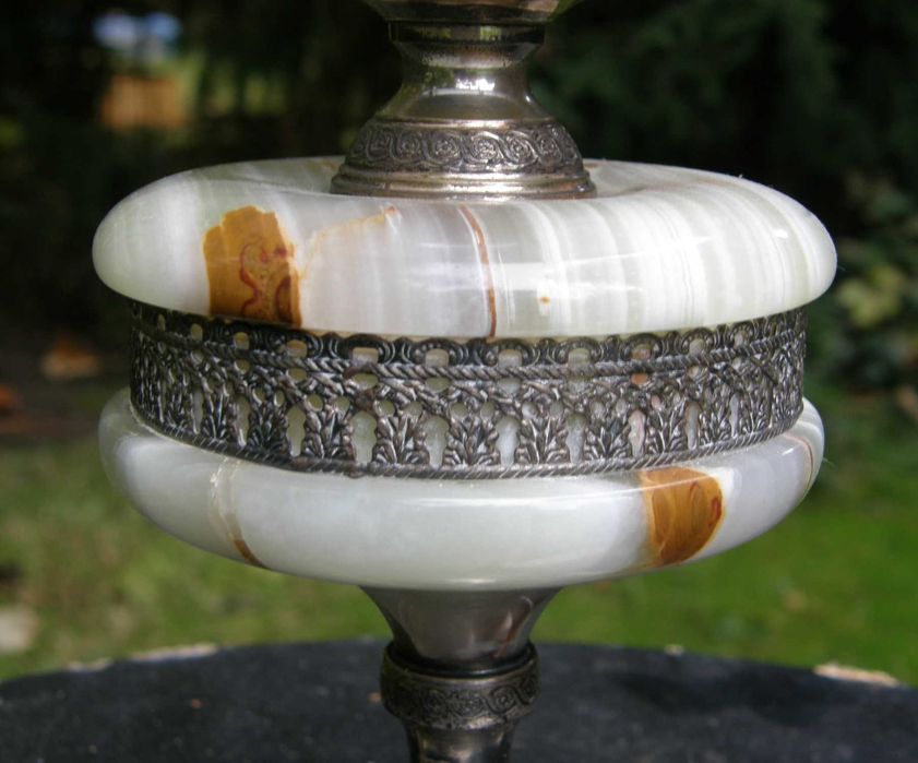 Lampa elektryczna srebro alabaster