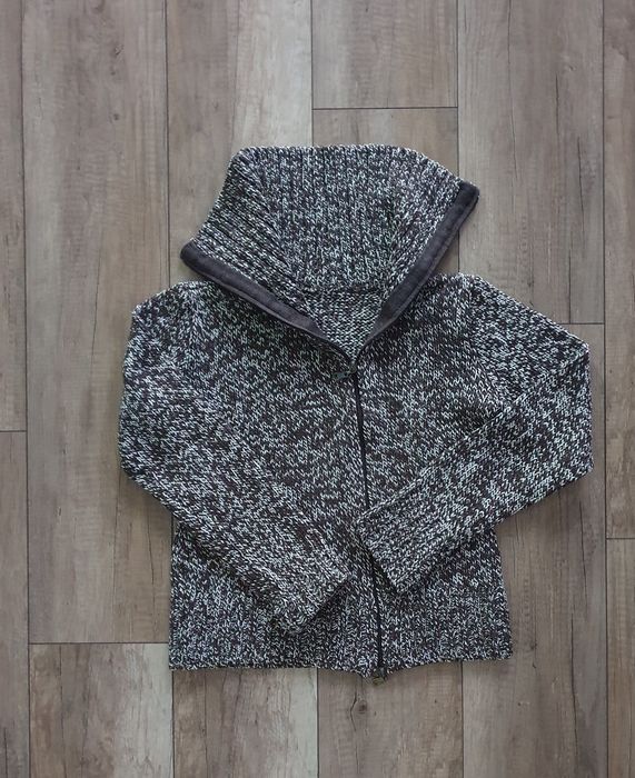 Sweter golf damski Oversize brązowy biały melanż