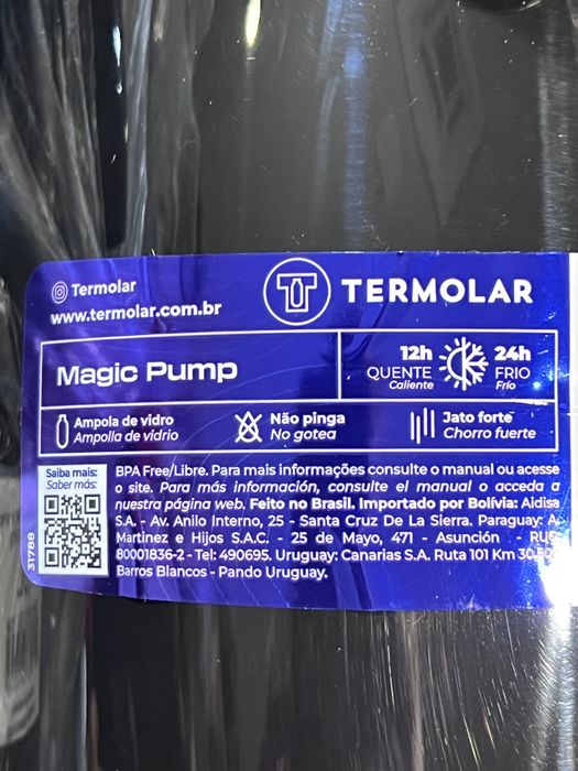 Garrafa Térmica Termolar Magic Pump 1.8L - Nova (Preto/Dourado)