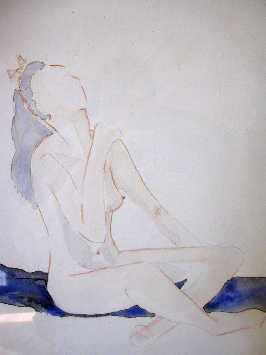 pintura original de uma linda mulher nua - sonhar acordada - assinada