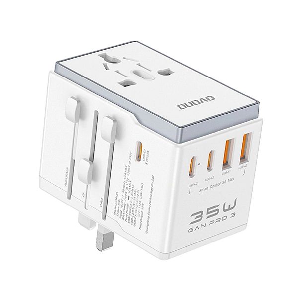 Adapter podróżny Dudao A35Pro 35W EU / UK / AUS / US / JP 3x USB-C 2x