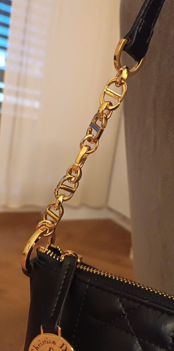 Czarna mała Christian Dior na ramię, do ręki