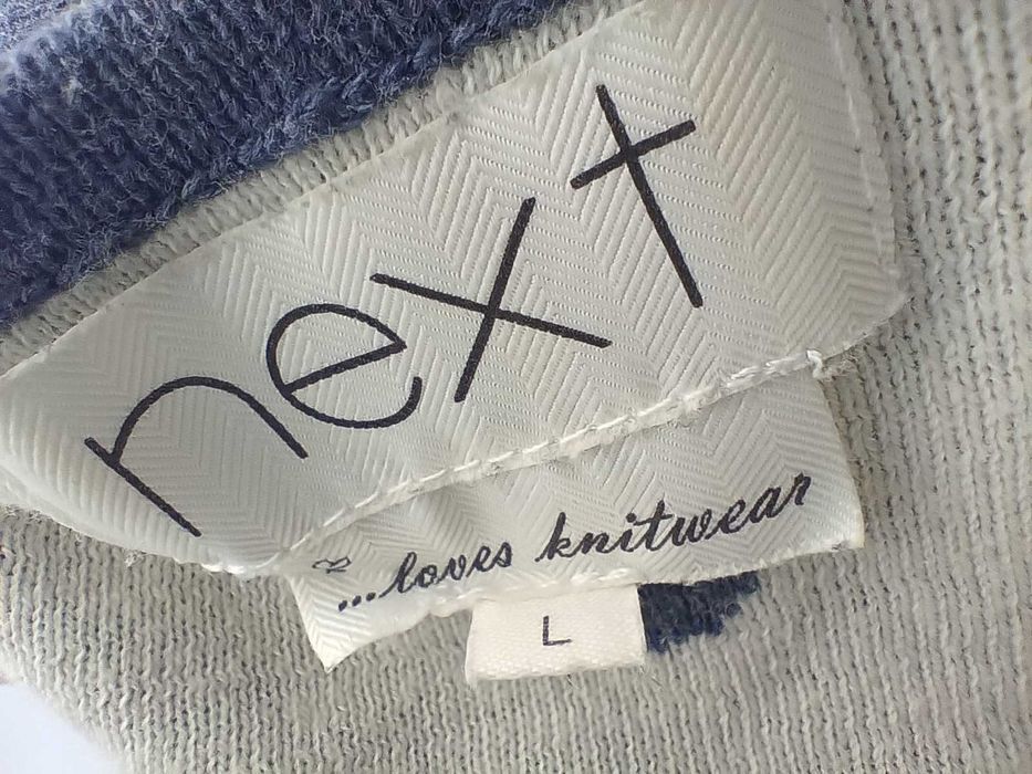 Sweter damski niebieski w grochy/kropki z krótkim rękawem, Next L