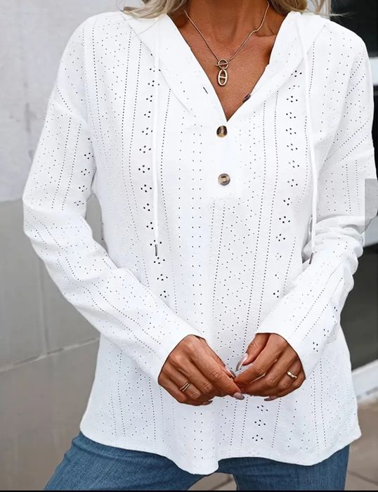 Біла кофтинка з капюшоном