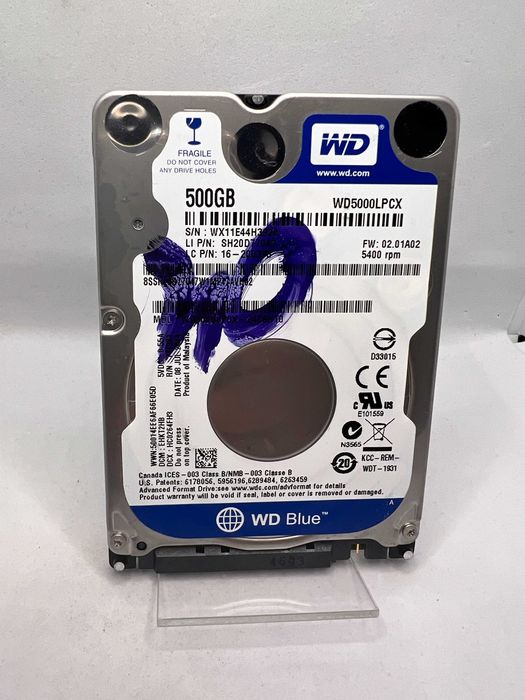 WD Blue 500GB HDD 2,5” SATA WD5000LPCX 5400RPM – laptop PC – sprawny