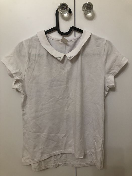 Biała koszulka klasyczna z kołnierzykiem rozmiar 164