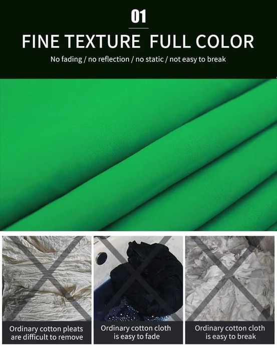 Fundo Fotográfico Profissional 4x3m Verde Chroma / Preto / Branco NOVO