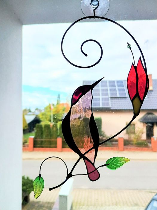 Łapacz światła witraż rękodzieło prezent hadmade Koliber