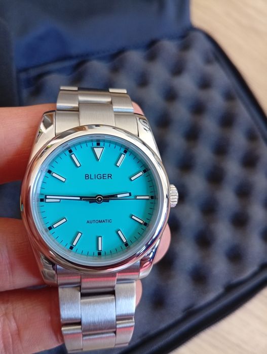 Relógio automático Bliger azul turquesa