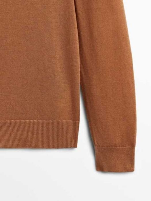 Sweter Golf Massimo Dutti karmel toffie r. L z wełna kaszmir