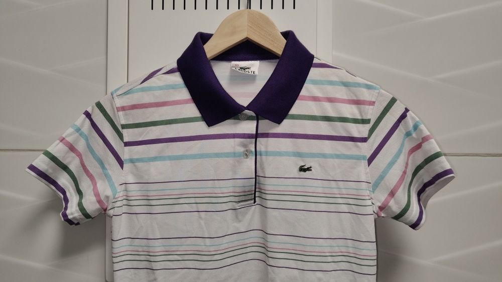 Polo Lacoste r. 40 / L białe paski