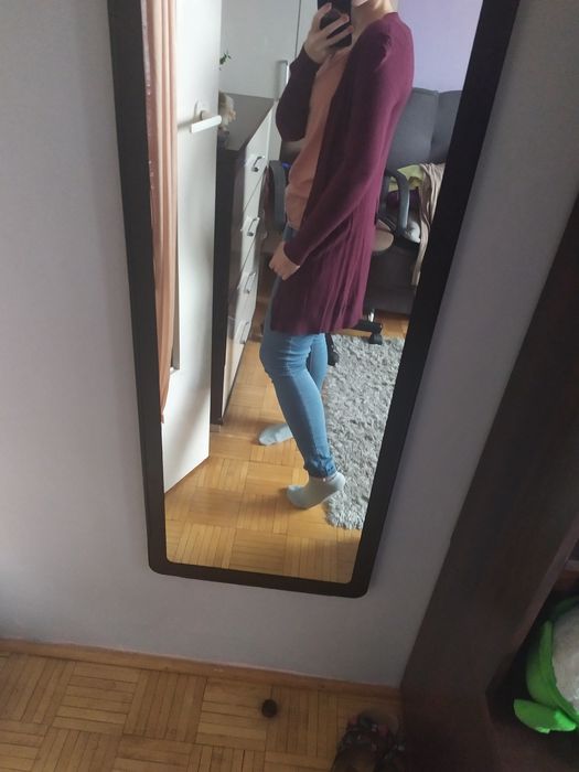 Długi rozpinany kardigan