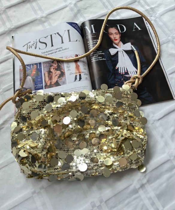 Viralowa torebka damska wieczorowa złota