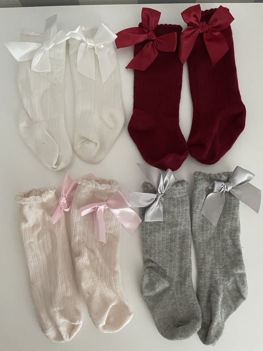 Skarpetki podkolanówki dziewczęce z kokardkami 9/12 miesięcy